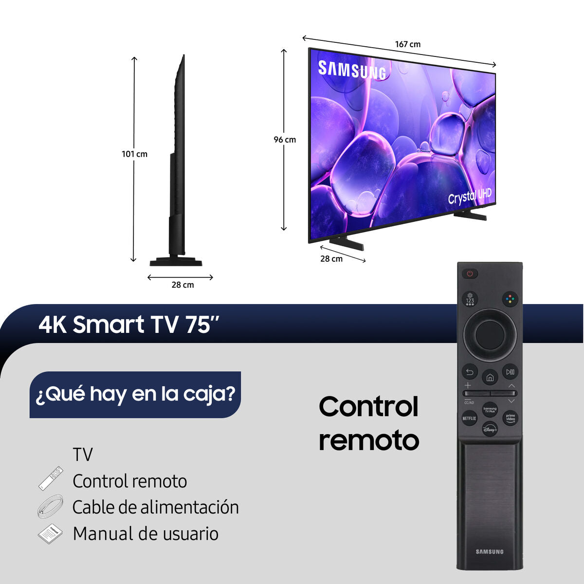 Smart TV Crystal 75" Samsung UHD 4K 2025 Tizen U8000F