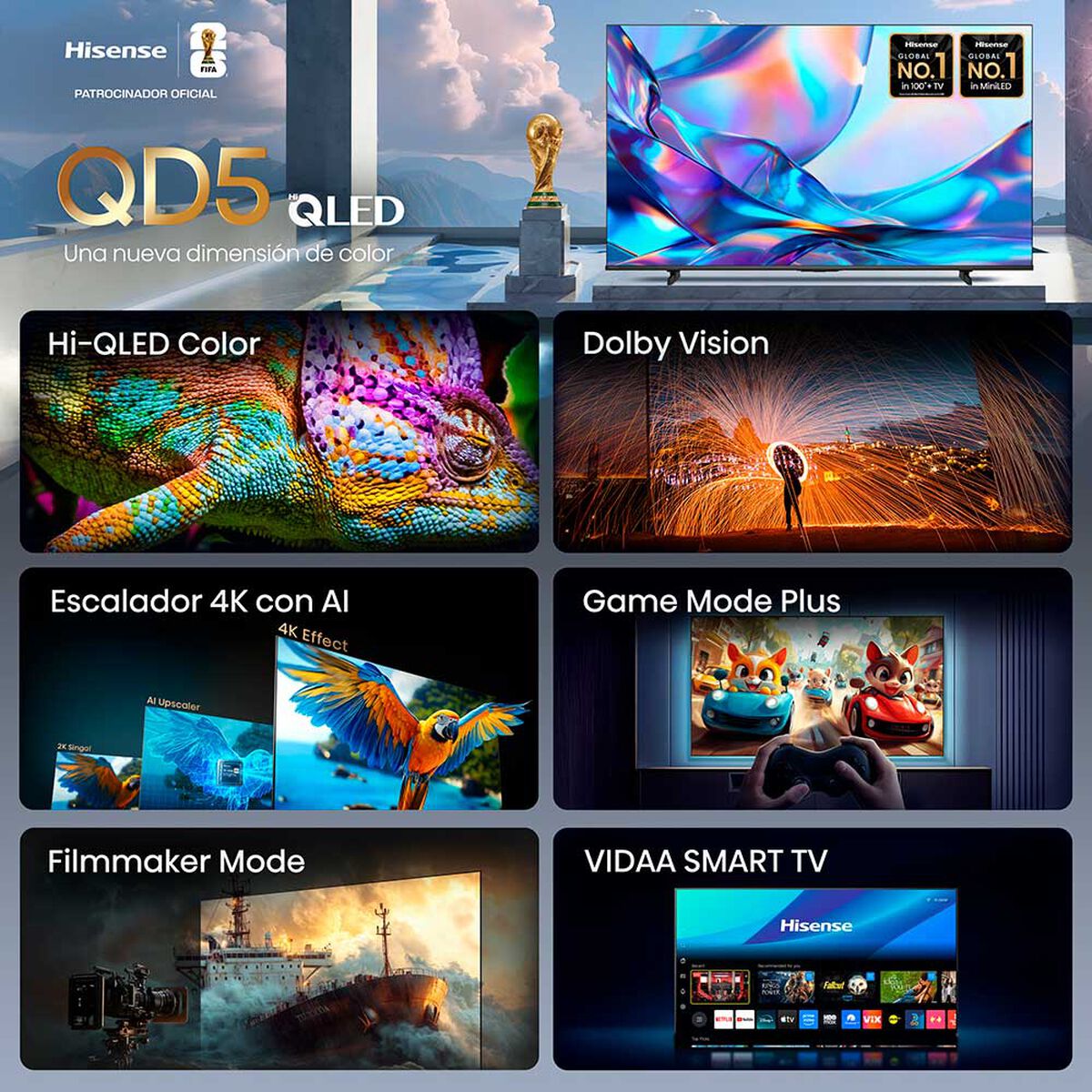 Smart TV QLED 65" Hisense 4K VIDAA 65QD5SV
