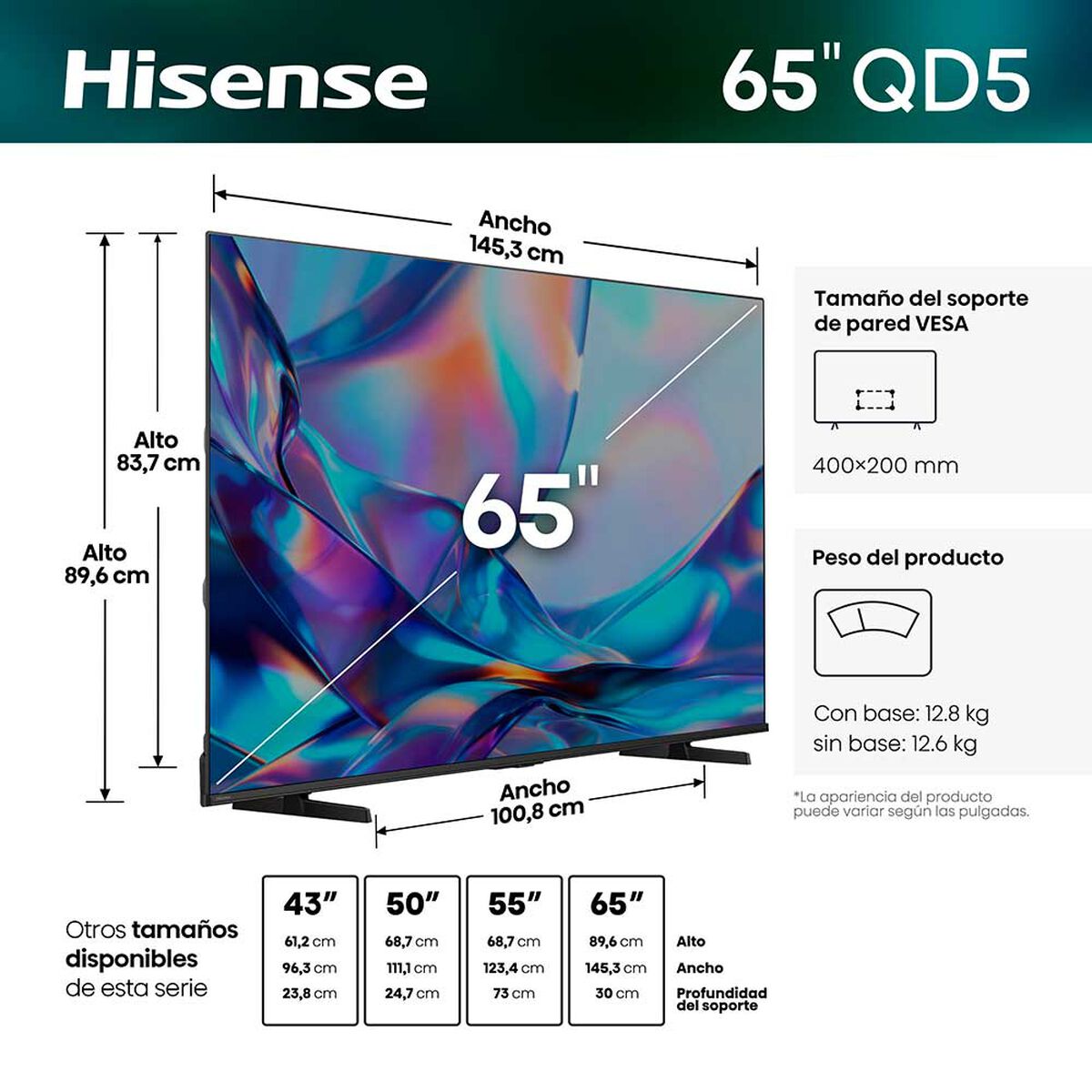 Smart TV QLED 65" Hisense 4K VIDAA 65QD5SV